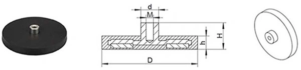 D88 with Flat Screwed Bush Rubber Coated Pot Magnet